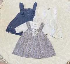 最終値下　プティマイン 3点　トップス　刺繍　スカラップ　ビスチェ　花柄　90