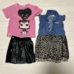 ギャル系3点セットBABYDOLLワンピ・レザースカート・Tシャツ100cm
