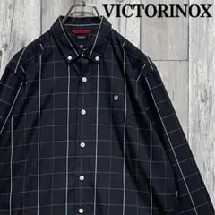 ビクトリノックス　VICTORINOX シャツ　長袖　チェック柄　ブラック　 M