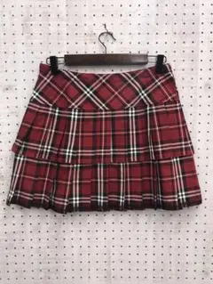 Y2K 古着 タータンチェック 光沢ラメ糸 プリーツ ティアード ミニ スカート