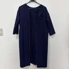 ネイビー ノーカラーコート Sサイズ