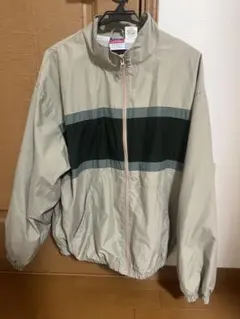 古着　Champion 00sナイロンジャケット Lサイズ ベージュ/グリーン