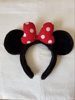 ミニーマウス カチューシャ 赤い水玉リボン　ノーマルミニー