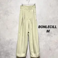 【美品】BONLECILL ツータックワイドパンツ M ライトグリーン 春夏のサムネイル