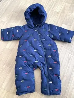 プティマイン ジャンプスーツ ダウン カバーオール 70cmネイビー 車柄