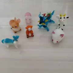ハンドメイド ガラス動物フィギュア セット ぬいぐるみ 置物
