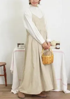 新品SM2アイボリーベージュ色カットコールキャミワンピースF