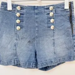 LOFT デニムショートパンツ セーラーボタン デニムショートパンツ L相当