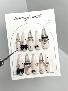 ネイルチップ 量産型 チェック スナ系ワンホン ガーリー ちゅるん