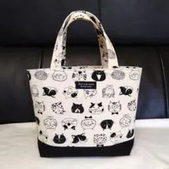ミニトートバッグ　ハンドメイド　　ネコ柄