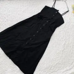 コカ　フロントボタンキャミワンピース　F 黒　着痩せ　体型カバー　大人可愛い