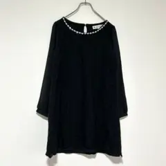 n1035【エヌナチュラルビューティーベーシック】総レースビジュー付ワンピース