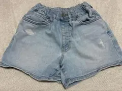 GU ライトブルー ダメージ加工 ハーフパンツ130cm