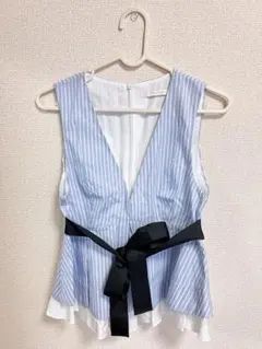 ZARA 水色ストライプ ノースリーブチュニック