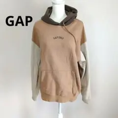 GAP 1969 フード付きパーカー ベージュ/ブラウン ゆったりサイズ