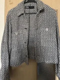 ZARA ツイード風ジャケット ホワイト・ブラック