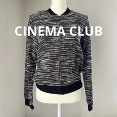 CINEMA CLUB ニットブルゾントップスジップアップカーディガン白×黒　L