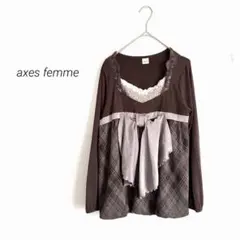 axes femme アクシーズファム レース付カットソー M チュニック 茶