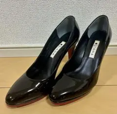 【美品】DIANA エナメル ハイヒール　黒赤　22.5cm ヒール約9.5cm