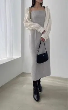 SNIDEL　スナイデル　ジャガードキャミワンピース　サイズ0 グレー