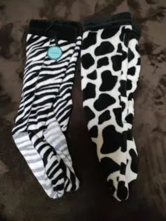 ゼブラ・牛柄 ボアレッグウォーマー M2足セット