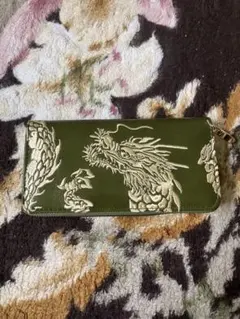 龍刺繍 ラウンドファスナー 長財布 グリーンのサムネイル