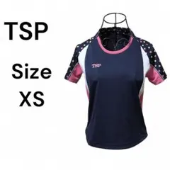 TSP 卓球ウェア XS/S ドット柄 半袖トップス ネイビー/ピンク