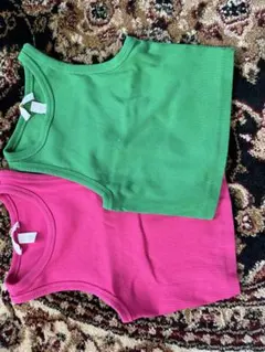 リブタンクトップ 2色セット（緑・ピンク）