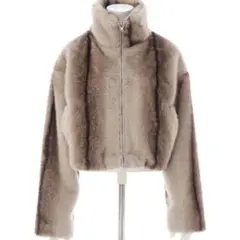 INGNI ストライプエコファースタンドコート ベージュ ショートジャケット M