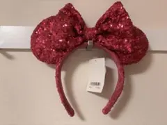 ☆ディズニー　ミニー　スパンコール　赤　カチューシャ　リボン☆パルパルーザ