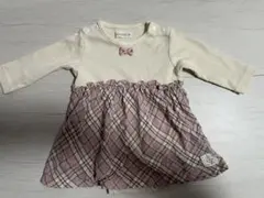 長袖ロンパース　ピンクチェック　70