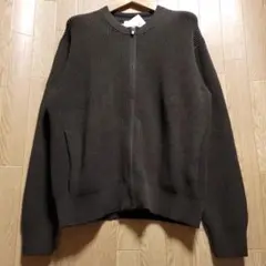 【XLサイズ】UNIQLO Cクルーネックフルジップカーディガン ダークブラウン