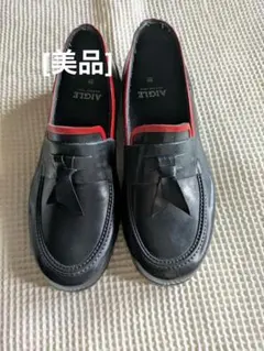 美品　AIGLE ローファー ブラック レッド 36