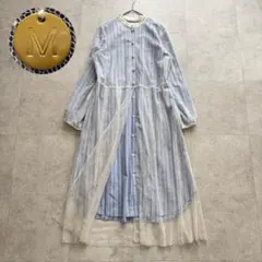 今週限定値引きMUVEIL ずずらん柄 花柄シフォンワンピース ネイビー