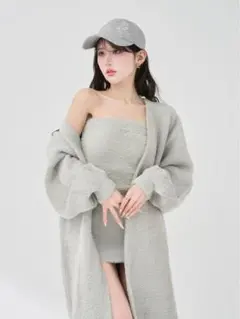 【新品タグ付き】Darich シャギーワンピロングカーデセット グレー