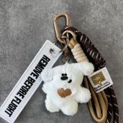 じゃらじゃらキーホルダー❣️くま もこもこ バッグチャーム 韓国 y2k ホワイト