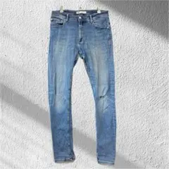 ザラ 32 デニムパンツ ジーンズ スキニー ダメージ メンズ ストレッチ 細身