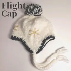もこもこニット 雪柄 フライトキャップ 飛行帽 裏フリース フェアリーグランジ