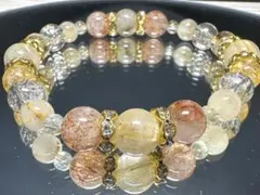 スーパーセブン ゴールドルチルクォーツ タイチン シトリン天然石ブレスレット