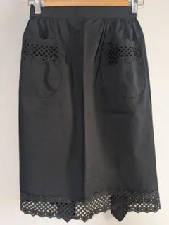 イヴサンローラン エプロン 花柄 レース 黒