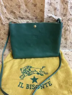 IL BISONTE レザー ショルダーバッグ グリーン - メルカリ