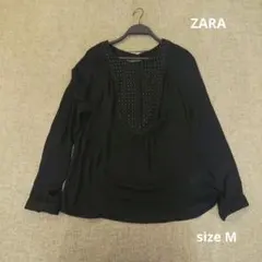 1度着用のみ　美品　ZARA　ブラウス　黒　M