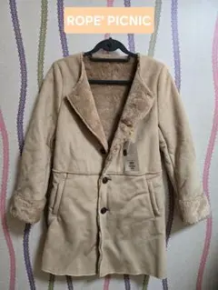 《ROPE' PICNIC・ロペピクニック》フェイクムートン ノーカラーコート