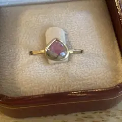 バイカラー　ピンク　緑　トルマリン　リング　10K YG 10.5号　天然石