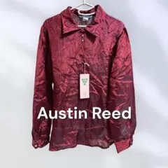 Austin Reed 長袖ブラウス シワ加工 ボルドー サイズ10 光沢感のサムネイル