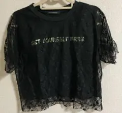 最終値下alicia PAGEBOY レース半袖トップス ブラック