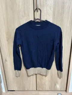 GLOBAL WORK ネイビー+ベージュ 長袖セーター S