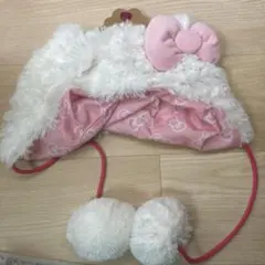 USJ ふわふわ帽子 耳あて付き　ハローキティ