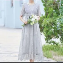 【新品未使用タグ付き】 ガール シアーレースハイウエストロング丈ワンピースドレス