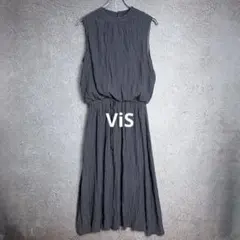 ViS ロングワンピース ノースリーブ マキシ丈 ウエスト紐